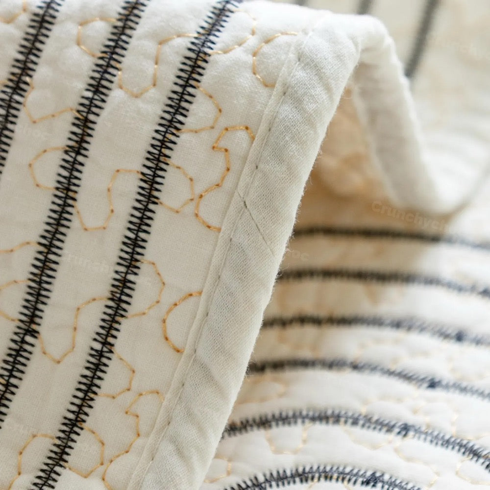 Embroidered 100% Cotton Sofa Cushion Cover: Anti-Slip Couch Protector
